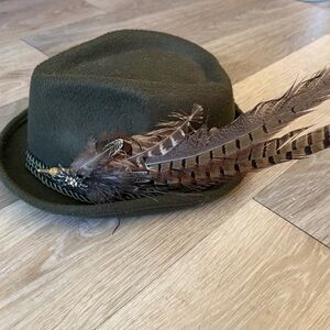 Traditional Oktoberfest Fedora - Pheasant Feather Pin Bavarian Mariella Tyrolean